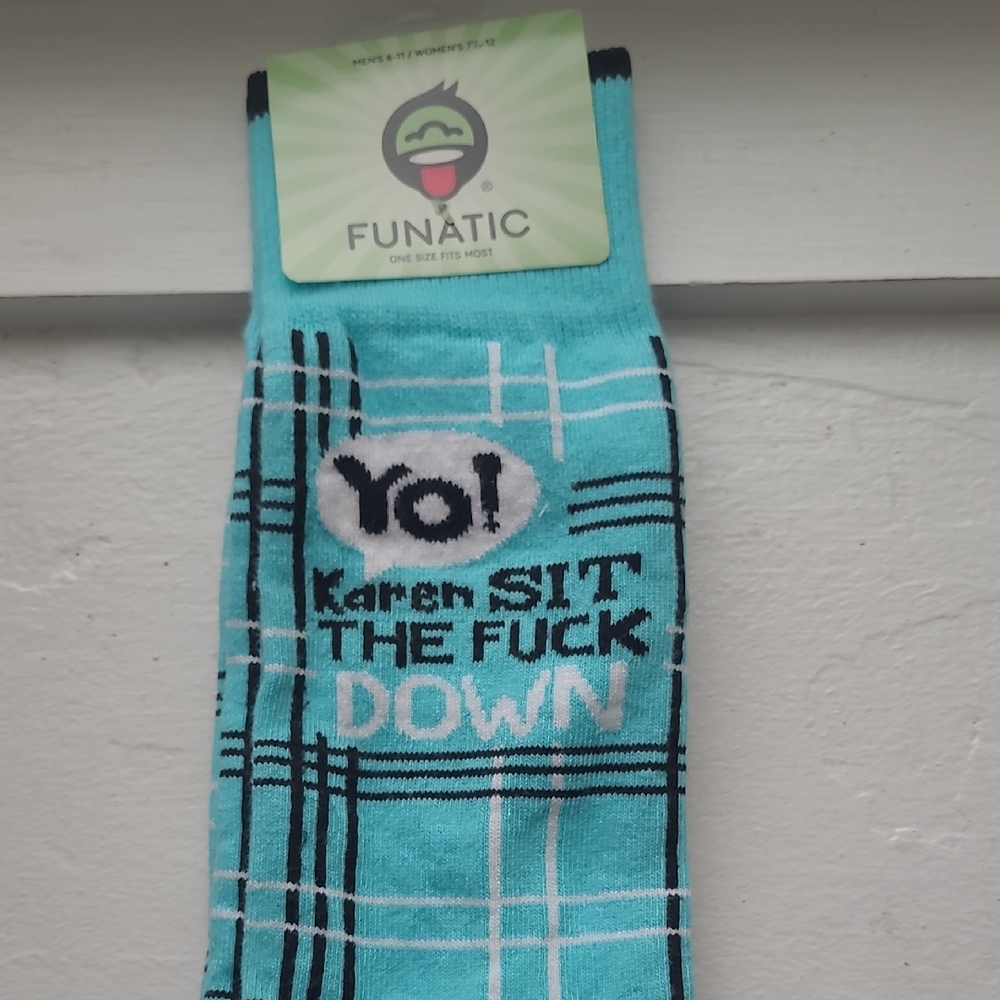 Blue Plaid Men's Funny 'Karen' Socks